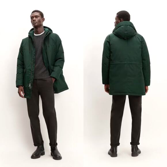 Everlane The ReNew Long Parka Coat Sacrab Green Men's Medium NWT Primaloft - Picture 1 of 16